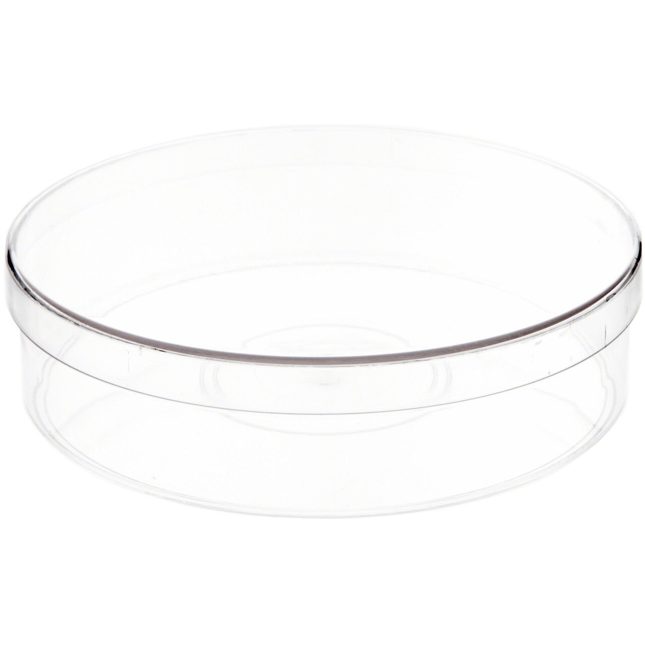 Pioneer Plastics 175C Clear Round Plastic Container, 6" W x 1.5" H
